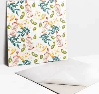 Produktbild von Fliesenaufkleber Set für Bad und Küche - 9 Fliesen Selbstklebend PVC - 30 x 30 - Oliven und Olivenöl
