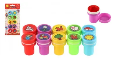 Obrázek produktu pro Teddies Razítka samotiskací Moje první zvířátka plast 10ks 2,5x4cm na kartě