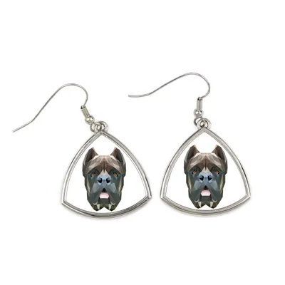 Immagine prodotto di Cane Corso, Cane Corso Italiano, Cane di Macellaio - Orecchini con un'immagine e la scritta "Cane geometrico" di Art-Dog