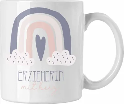 Produktbild von Trendation - Erzieherin Tasse Geschenk Danke Kaffeetassse Geschenkidee für Kindergärtnerin mit Herz Spruch (Weiß)