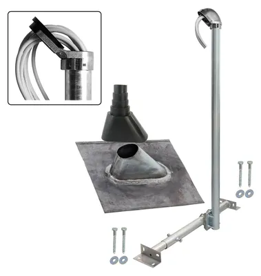 Produktbild von PremiumX BASIC X120-48 Dachsparrenhalter 120cm Mast Kappe Blei Ziegel Tülle schwarz