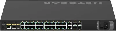 Produktbild von NETGEAR AV Line M4250-26G4F-PoE+ - Switch - L3 - managed - 24 x 10/100/1000 (PoE+) + 2 x 10/100/1000 + 4 x 1000Base-X SFP - Seite-zu-Seite-Luftstrom - an Rack montierbar - PoE+ (300 W)