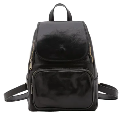 Produktbild von Damen Schultertasche aus echtem Leder, rund, mit Reißverschluss und Fächern, hergestellt in Italien