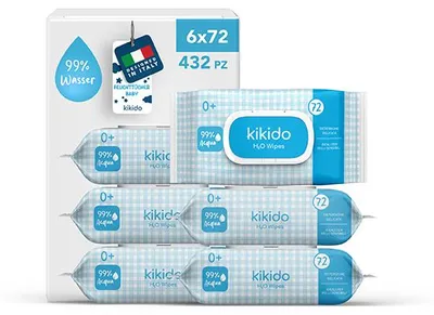Produktbild von Kikido Baby-Feuchttücher ohne Duftstoffe - Babytücher mit 99 % Wasser- 432 pz