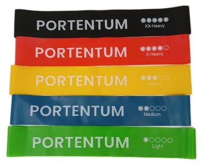 Zdjęcie produktu dla PORTENTUM Taśmy oporowe Resistance Bands 100% lateks Terrab – zestaw 5 sztuk