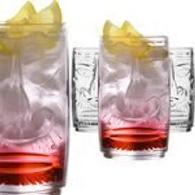 Produktbild von PLATINUX Tiki Gläser Set 4Teilig aus Glas 350ml (max 450ml) Cocktailgläser Longdrinkgläser Hawaiianisch Trinkgläser Rund