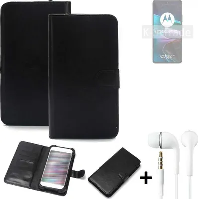 Produktbild von K-S-Trade Wallet Case Handyhülle kompatibel mit Motorola Edge 30 Schutzhülle Flip cover Flipstyle Tasche Hülle Flipcover Slim Bumper schwarz + in