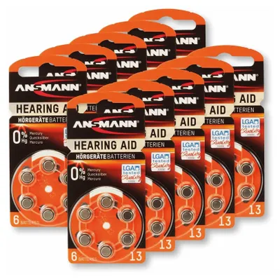 Image de ANSMANN Pile pour appareils auditifs, HEARING AID, PR48, taille 13, 60 pièces