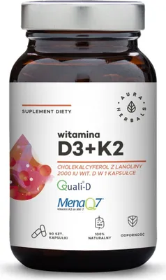 Immagine prodotto di Aura Herbals vitamina d3 2000iu + k2 90 capsule BI5672