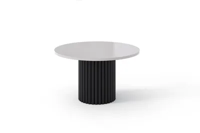 Produktbild von LOMELO Design Couchtisch rund schwarz-weiß Ø67 – Rillenfuß, 42 cm Höhe, modern & schlicht