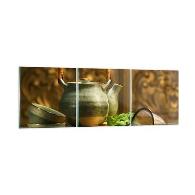 Produktbild von Bilder auf glas - Tee Kräuter Tassen Tradition - 150x50cm - Glasbilder - Wandbilder - Kunstdruck - zum Aufhängen bereit - Wanddekoration aus Glas - Glas Bilder - Wandbild auf Glas - GCA150x50-2628