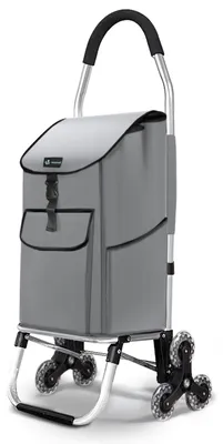 Produktbild von VOUNOT® Aluminium Einkaufstrolley Treppensteiger, Trolly Einkaufswagen Klappbar, 6 Räder, Wasserdicht Oxford, 45L, Grau