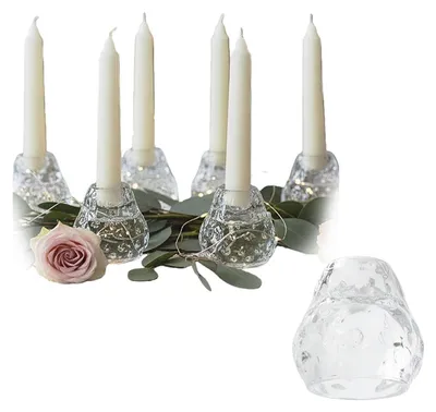 Glas-Kerzenhalter 6er-Set, Erdbeer-Design, 2-in-1, transparent