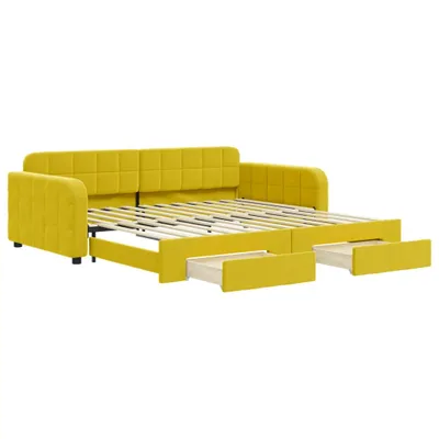 Image de vidaXL Lit de jour extensible avec tiroirs jaune 100x200 cm velours