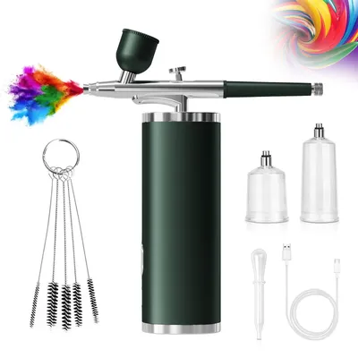 Produktbild von Airbrush-Nagellack mit Kompressor Tragbarer Airbrush mit Kompressor für Nageldesign, Kuchenbemalung, Bastelarbeiten, Airbrush-Nageldesign, Kompressor