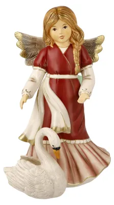 Produktbild von Goebel Engel Anmutiger Schwanenfreund, Dekofigur, Steingut, Bordeaux, 26 cm, 41670291