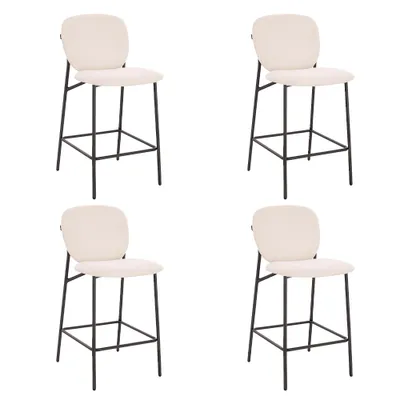 Produktbild von HOME DELUXE CELDA Bouclé Samt - 4er Set Weiß | Barstühle, Küchenstühle, Tresenhocker, Esszimmer, Küche, Barstuhl