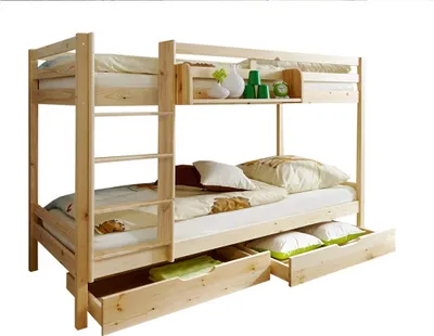 Produktbild von TiCAA Etagenbett Stockbett Rene Kiefer massiv Natur