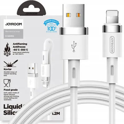 Immagine prodotto di Cavo Joyroom Cavo dati in silicone liquido N2 Usb-A / Lightning 2.4A 1.2M - Biały