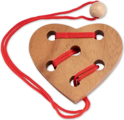 Produktbild von Herz-Puzzle – Schnur-Knobelspiel aus Holz | Geschenkidee mit Gefühl