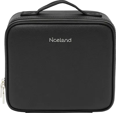Immagine prodotto di Custodia da viaggio per cosmetici - Beauty case con grande specchio - LED con 76 lampadine - 3 temperature di colore - Ricaricabile, batteria da 2000 mAh - 26x23x11 cm - Nero