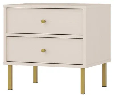 Image de Selsey Oktio - Table de nuit avec 2 tiroirs, beige sable, 52 cm