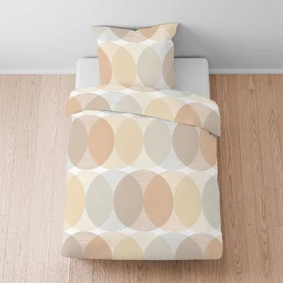Produktbild von Biberna Lyocell™ Lyocell Bettwäsche Kreise gold 155x220 cm + 80x80 cm