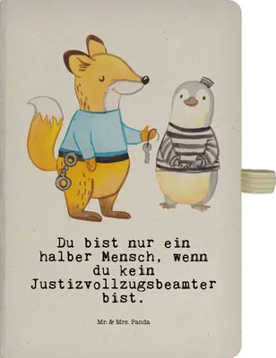 Produktbild von Mr. & Mrs. Panda DIN A4 Baumwoll Notizbuch Justizvollzugsbeamter Herz - Transparent - Geschenk, Skizzenbuch, Spruch, Gefängnis, kariertes, Tagebuch, Lustig, Witzig