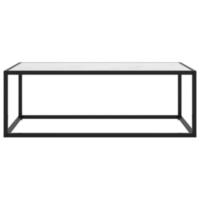 Image de vidaXL Table d'appoint noire avec aspect marbre blanc verre 100x50x35 cm