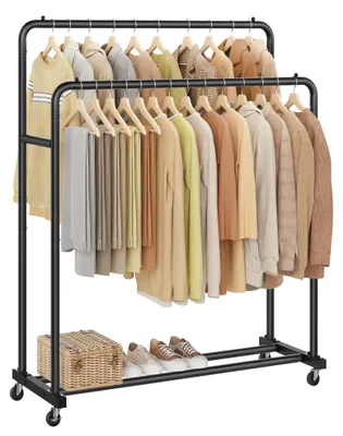 Immagine prodotto di SONGMICS Appendiabiti, asta porta abiti su ruote, appendiabiti da ingresso, 2 ruote con freno, per camera da letto, portata fino a 90 kg, 46,5 x 110 x 155,5 cm