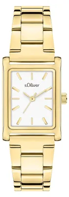 Produktbild von s.Oliver Damenuhr - Rechteckig - Gold - 22 mm - Elegante Damenuhr aus Metall mit