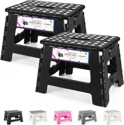 Immagine prodotto di Sgabello pieghevole per bambini - pieghevole - 2 pezzi - sgabello pieghevole - sgabello pieghevole - sgabello per bambini - nero