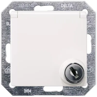 Produktbild von Siemens Schuko-Steckdose mit Klappdeckel, Schloss DELTA i-system, titanweiß, 1 Stk.