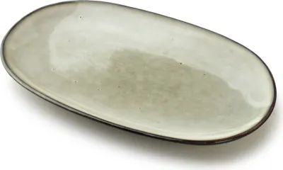 Image de Plat de service en céramique Basic Nature, ovale, 31 x 18 cm, couleur naturelle, 1 pièce