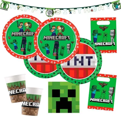 Minecraft Partyset, 45-teilig für 8 Kinder