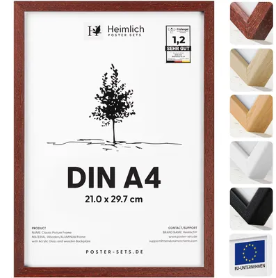 Fotorahmen aus Holz A4 mahagoni 1 Stück