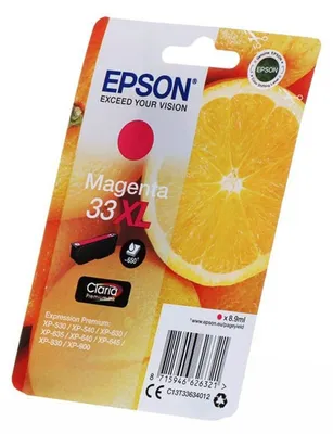 Produktbild von Epson Oranges 33XL Orange Claria Premium Single Magenta Tinte, High (L) Yield, Magenta, Tinte auf Pigmentbasis, 8,9 ml, 1 Stück(e), Einzelpackung
