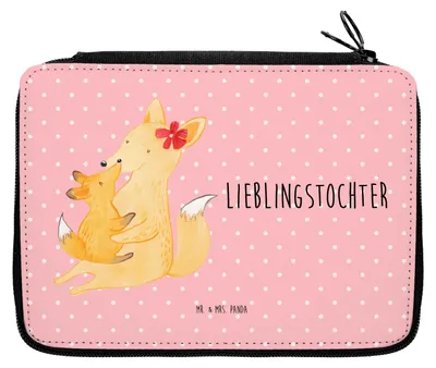 Produktbild von Mr. & Mrs. Panda Schreibmappe Fuchs Mama - Rot Pastell - Geschenk, Bleistiftetui, Federmäppchen, Muttertag, Etui, Schlampermäppchen, Mäppchen, Tochter, Umarmen, Schoß