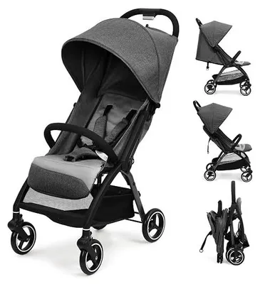 Imagen del producto de Cochecito de bebé plegable con una mano, ligero y con asiento ajustable