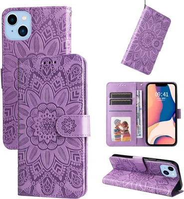 Produktbild von König Design Hülle kompatibel mit Apple iPhone 14 Plus Kunstleder Handyhülle - Handy Case Violett