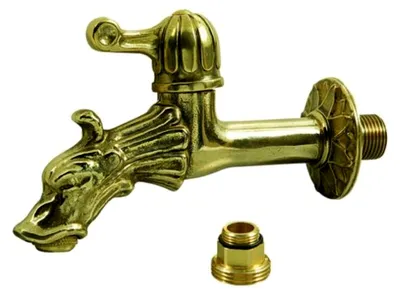 Produktbild von Wasserhahn aus Messing mit Drachenkopfmotiv, 1/2 Zoll