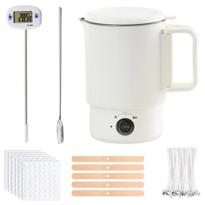 Wasschmelzer 800 ml mit Ausgießer, Kerzenherstellung Set, 220-teilig