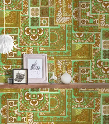 Produktbild von Versace Decoupage Gold Grün - 10,05 m x 0,70 m