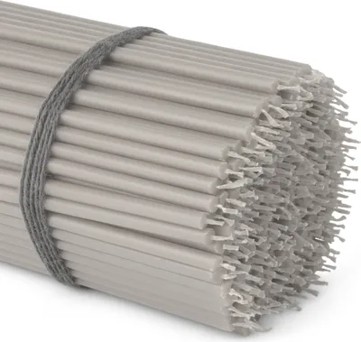 Produktbild von 250x Stabkerzen grau Rußfrei Tropffrei dünn L 16cm Qualität Paraffinwachs 36115