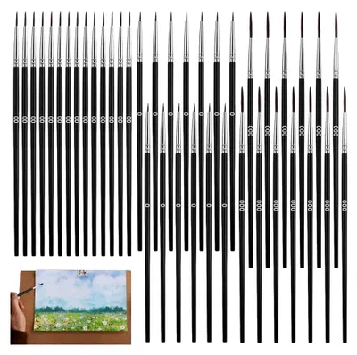 Produktbild von 40 Stück Feine Pinsel Set – Präzisionspinsel für Acryl, Aquarell und Modellbau – Detailpinsel für Malen nach Zahlen, Gesichtsbemalung und Basteln