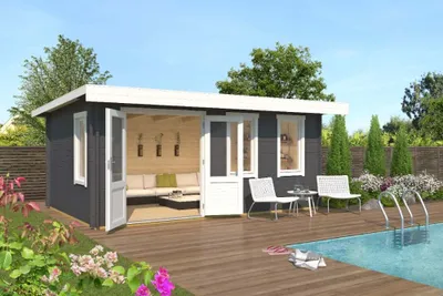 Produktbild von Gartenhaus Outdoor Life Baruda 53 inkl. Fußboden 570 x 415 cm schwedenrot