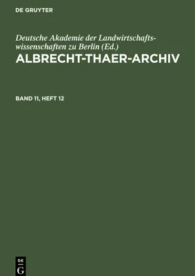 Produktbild von Albrecht-Thaer-Archiv. Band 11, Heft 12