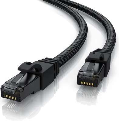 Produktbild von Primewire Patchkabel CAT 7 mit Baumwollummantelung - Gigabit Ethernet LAN Kabel - Black Series - 10 Gbit/s - S/FTP PIMF Schirmung - Netzwerkkabel - 15m