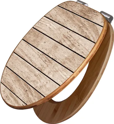 Produktbild von banjado Design WC Sitz Bambus Absenkautomatik -Blasse Holzlatten - Toilettendeckel mit Absenkautomatik Holz/hochwertiger Bambus Klodeckel/WC-Sitz für alle gängigen Toiletten [TDB2 10770]
