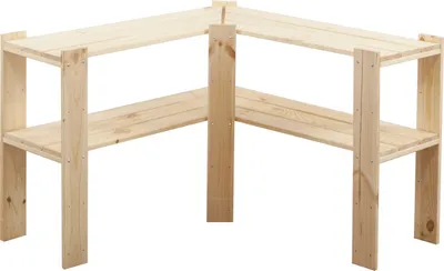 Produktbild von Eckregal WOODLAND | HxBxT 64x85x30cm | Fachlast 120kg | 2 Fachboden | Kiefernholz | Natur